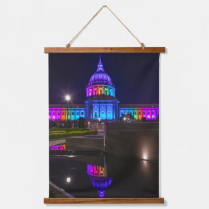 San Francisco City Hall in Pride Rainbow Light Hanging Tapestry