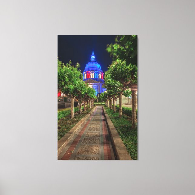San Francisco City Hall in Red, White and Blue Canvas Print (Front)