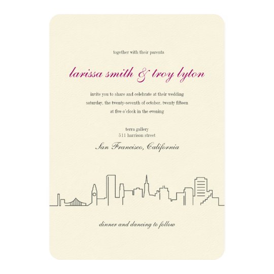San Francisco City Skyline Wedding Invitation