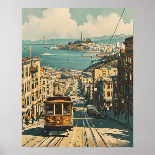 San Francisco: Coastal Nostalgia Vintage Postcard Poster (Front)