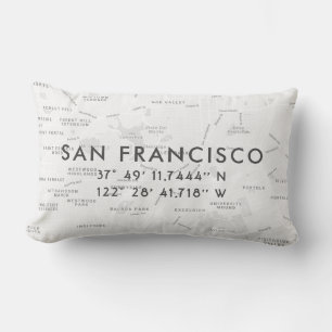 San Francisco Custom Map   Light Grey Lumbar Pillow