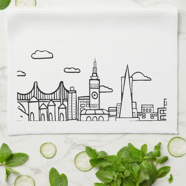 San Francisco Dishtowel Kitchen Towel (Folded)