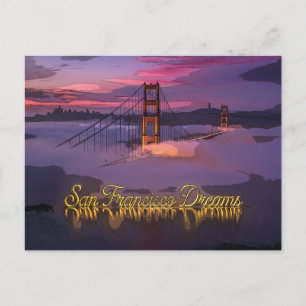 "San Francisco Dreams" Golden Gate Bridge Sunset Postcard