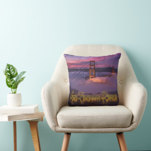 "San Francisco Dreams" Golden Gate Bridge Sunset Throw Pillow