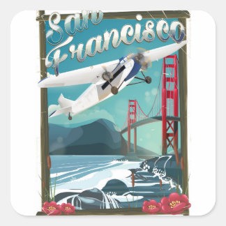 San Francisco Flight travel poster Square Sticker