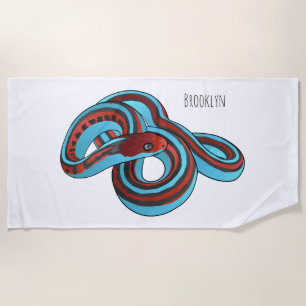 San Francisco garter snake cartoon illustration Beach Towel