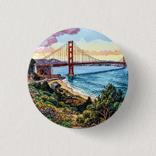San Francisco Golden Gate Bridge 1 Inch Round Button