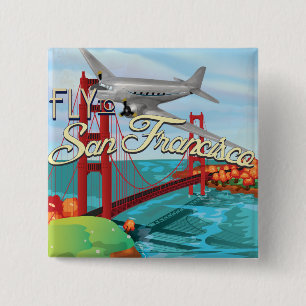 San Francisco Golden Gate Bridge 2 Inch Square Button