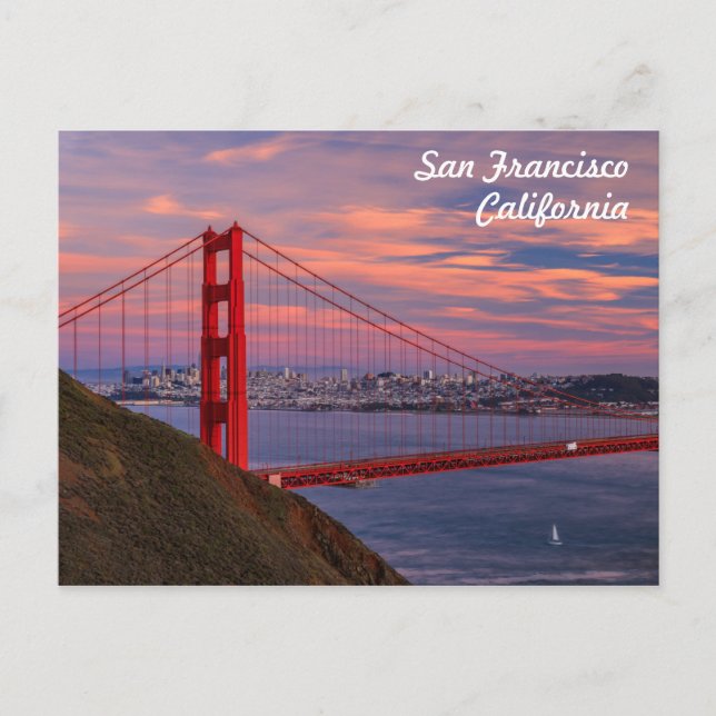 San Francisco Golden Gate Bridge at sunset Postcard (Front)
