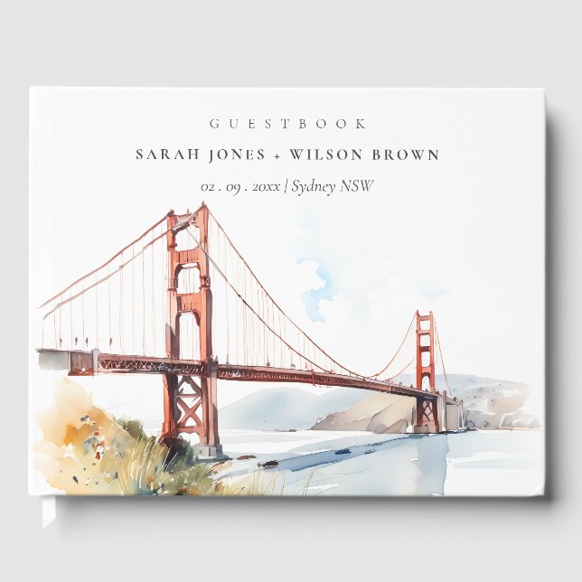 San Francisco Golden Gate Bridge Landscape Wedding Guest Book (Front)