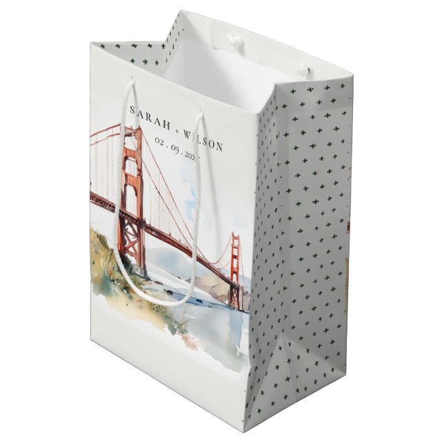 San Francisco Golden Gate Bridge Landscape Wedding Medium Gift Bag (Front Angled)