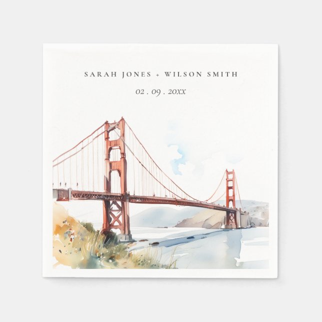 San Francisco Golden Gate Bridge Landscape Wedding Napkin (Front)
