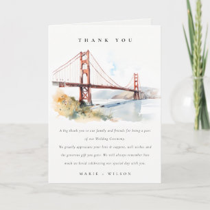 San Francisco Golden Gate Bridge Landscape Wedding Thank You Card
