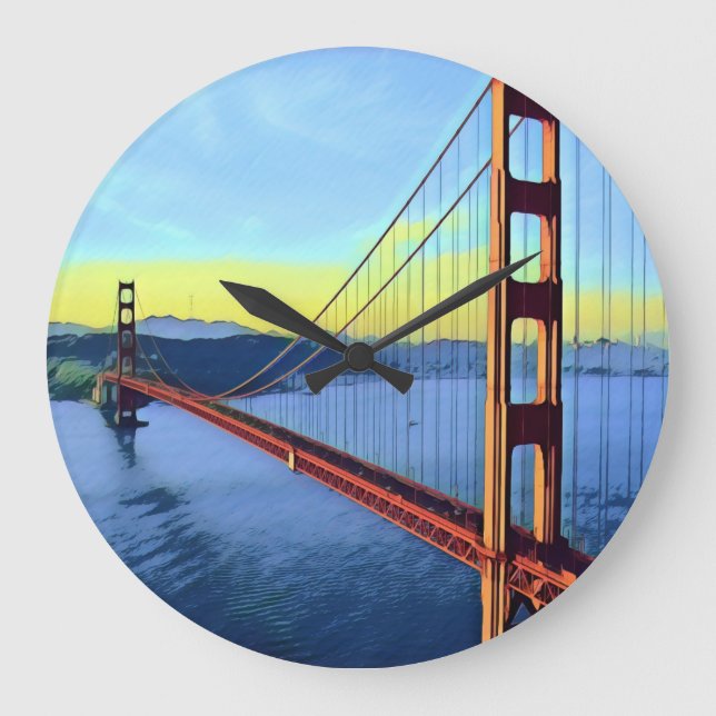 San Francisco - GOLDEN GATE - Bridge Large Clock (Front)