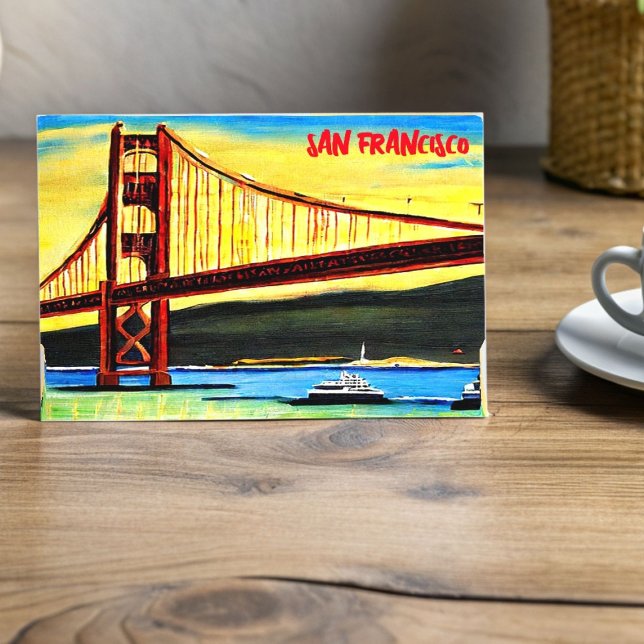 San Francisco Golden Gate Bridge Painting Postcard (Creator Uploaded)