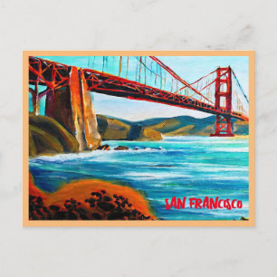 San Francisco Golden Gate Bridge Painting Postcard
