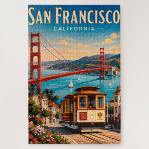San Francisco Golden Gate Bridge Retro Jigsaw Puzzle