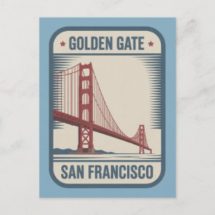 San Francisco Golden Gate Bridge Retro Postcard