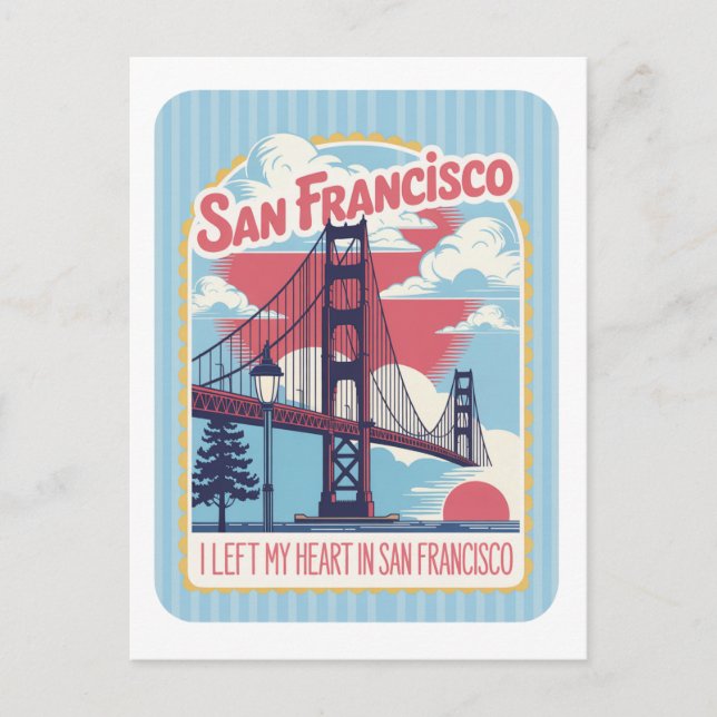 San Francisco Golden Gate Bridge Retro Postcard (Front)