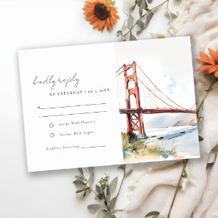 San Francisco Golden Gate Bridge Scape Wedding RSVP Card