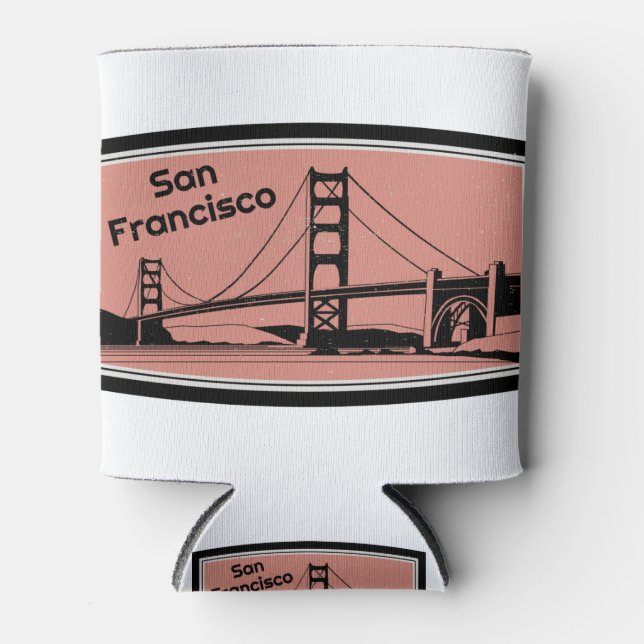 San Francisco Golden Gate Bridge Vintage Can Cooler (Front)