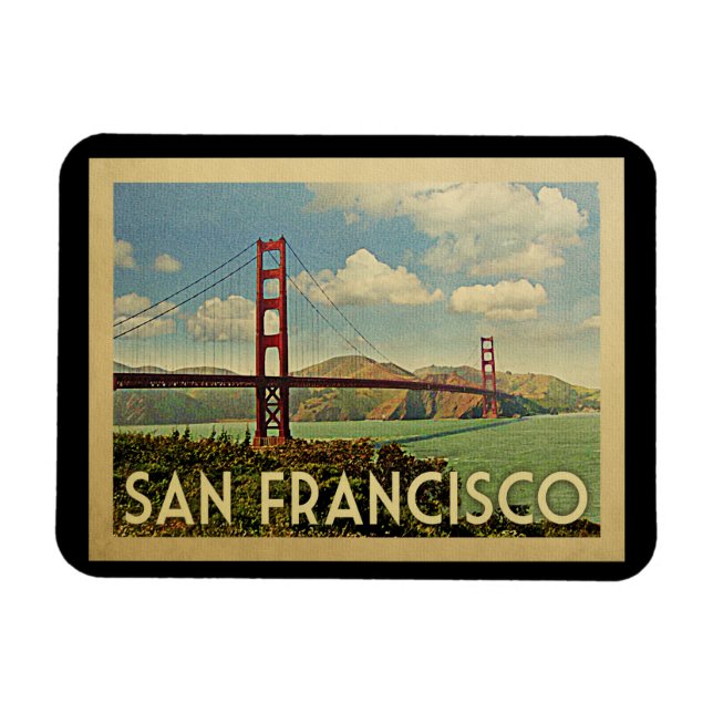 San Francisco Golden Gate Bridge Vintage Travel Magnet (Horizontal)