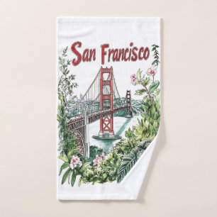 San Francisco Golden Gate Bridge Watercolor Design Hand Towel