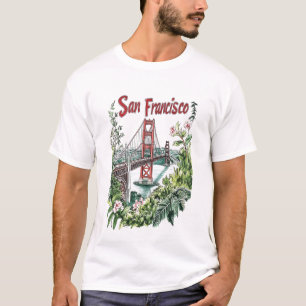 San Francisco Golden Gate Bridge Watercolor Design T-Shirt