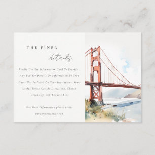 San Francisco Golden Gate Bridge Wedding Details Enclosure Card