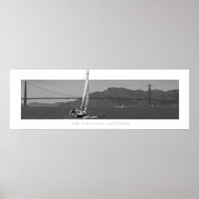 San Francisco - Golden Gate Bridge with Sailboat Poster (Front)