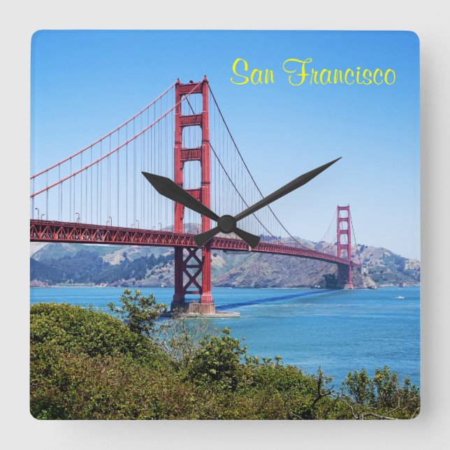San Francisco Golden Gate Square Wall Clock (Front)