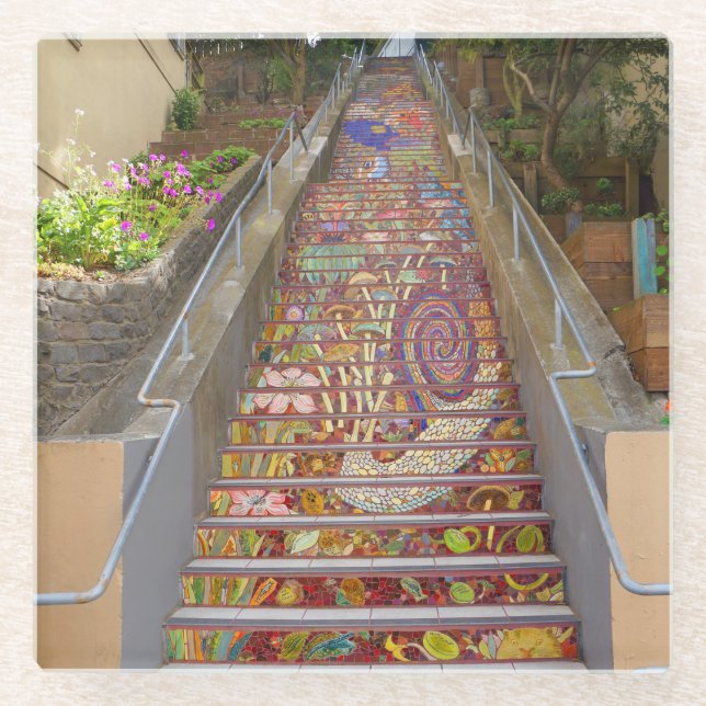 San Francisco Hidden Garden Steps #1 Glass Coaster (Front)