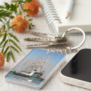 San Francisco Historical Ships Travel Photo Keychain