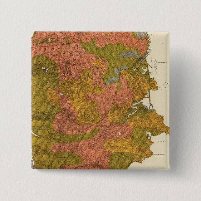 San Francisco intensity of earthquake 2 Inch Square Button (Front)