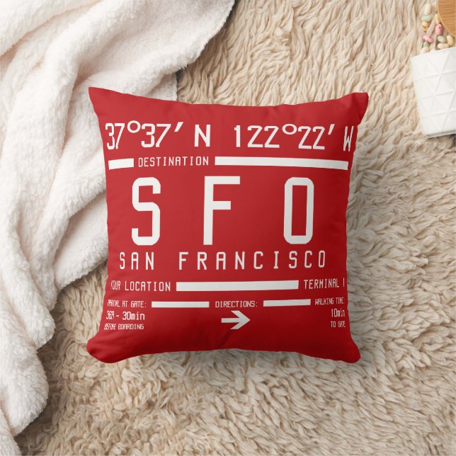 San Francisco International IATA Airport Code Throw Pillow (Blanket)