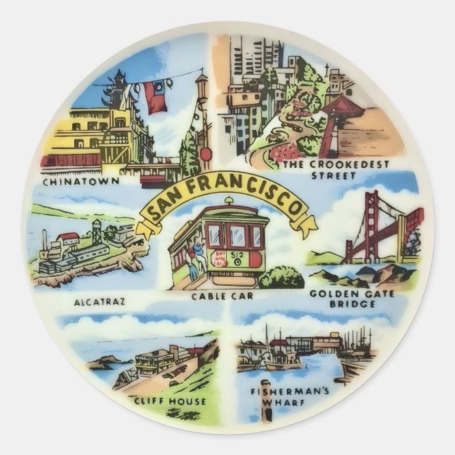 San Francisco Landmarks  Classic Round Sticker (Front)