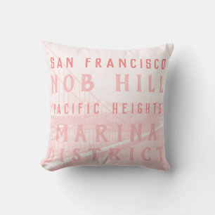 San Francisco Landmarks   Pink Throw Pillow
