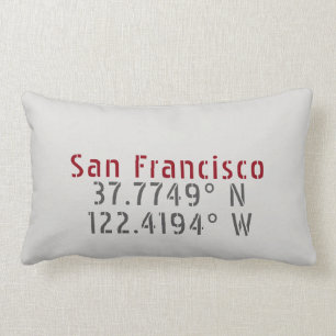 San Francisco Latitude Longitude Throw Pillow