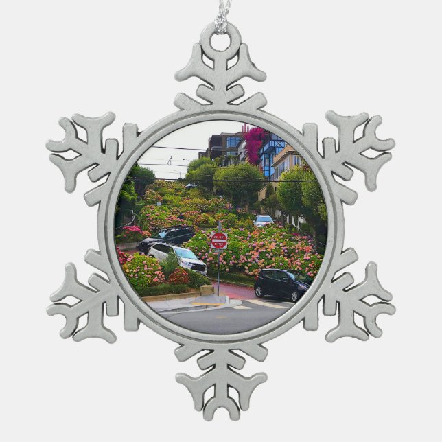 San Francisco Lombard Street #1 Snowflake Ornament (Front)