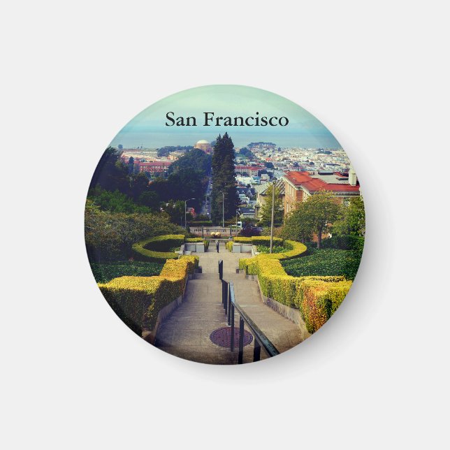 San Francisco Lyon Street Steps #2 Round Magnet (Devant)