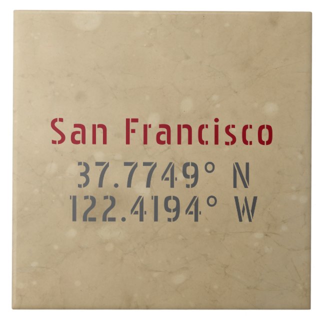 San Francisco Map Coordinates Urban Tile (Front)