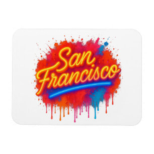 San Francisco Neon Splash Street Art T-Shirt Magnet