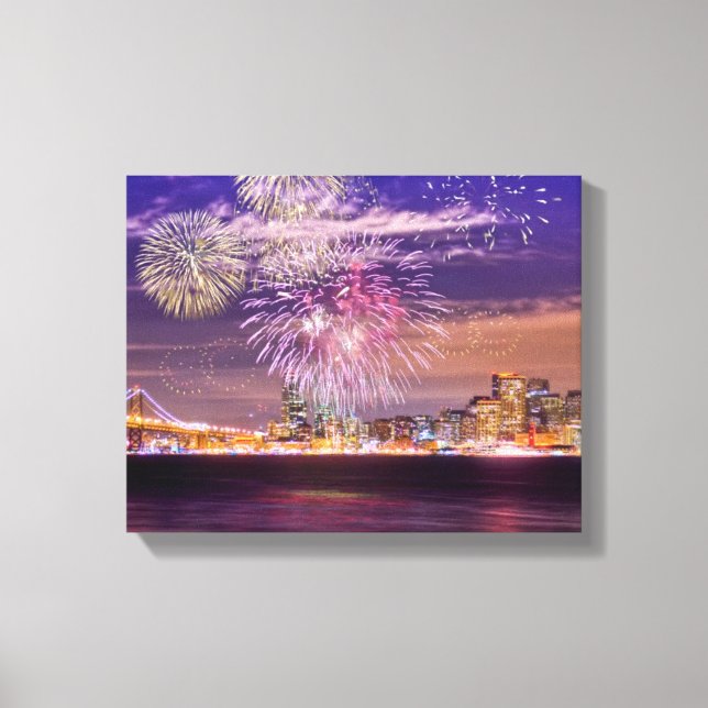 San Francisco New Year Fireworks Canvas Print (Front)