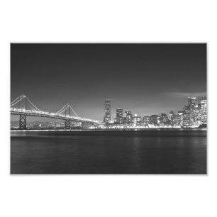 San Francisco Night Black White Photo Print