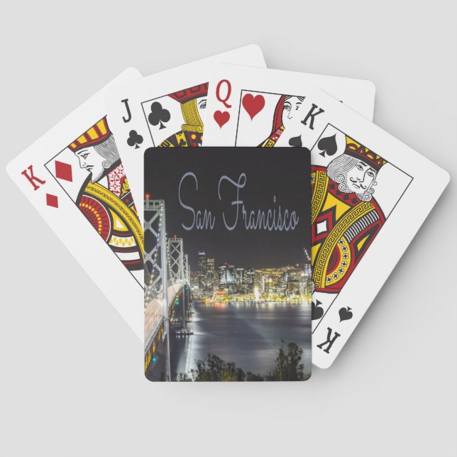 San Francisco Night Sky Line Golden Gate Bridge Playing Cards (Back)