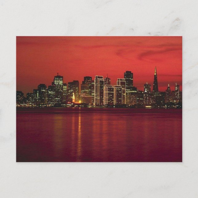 San Francisco Nitetime Skyline Postcard (Front)