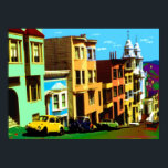 San Francisco Nob Hill - Pop Art Print<br><div class="desc">San Francisco Nob Hill - featuring colourful homes on Nob Hill in San Francisco,  California,  created in a colourful Pop Art style.</div>