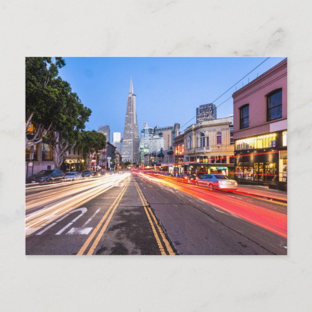 San Francisco North Beach Motion Blur Traffic Postcard (Front)