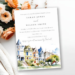San Francisco Painted Ladies Landscape Engagement Invitation