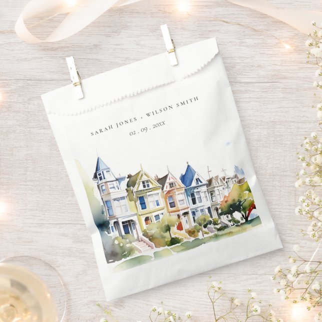 San Francisco Painted Ladies Landscape Wedding Favour Bag (Clipped)